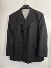 Alexandre London Men’s 44R  Double Breasted Wool Blend Blazer Black Striped