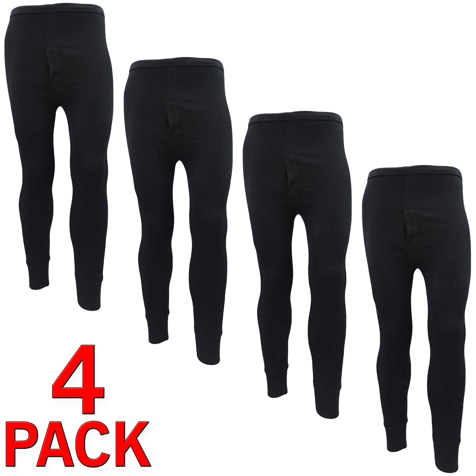 4 Pack Mens Thermal Long Johns Bottoms Winter Warm Underwear Baselayer Pants