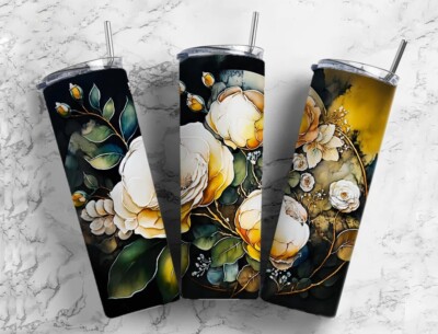Flowers 20oz Skinny Straight Tumbler drinkware-water bottle travel mug cold hot