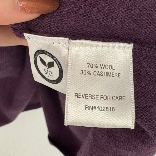 Garnet Hill Amethyst Pflaume Wolle Kaschmir Oversize Rollkragen Pullover Gr. XL - Bild 10 von 10