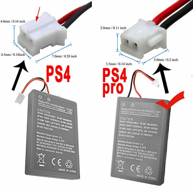 2X 2000mAh Akku für Sony PS4 / PS4 Pro Playstation Pro Controller + Ladekabel DE - Bild 2 von 4