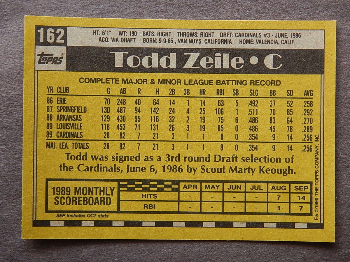 Todd Zeile (Future Star) #162 Topps 1990 Baseball Card (St Louis