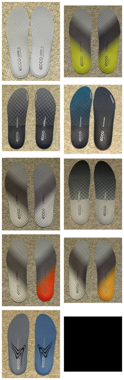 New Men's ECCO Golf Slighly Mismatched Color Replacement Footbeds