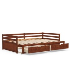 Extendable Twin to King Daybed Wooden Sofa Bed Frame w/Trundle  Storage Drawers