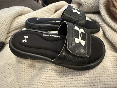 Under Armour Sandals Youth 4D Foam Slip On Strap Slide Black