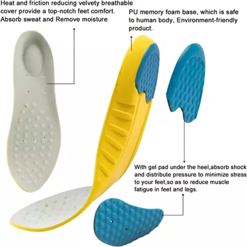 1 par de plantillas de zapatos amortiguador de espuma viscoelástica y absorción de impactos alivian el dolor de pies - Imagen 11 de 22