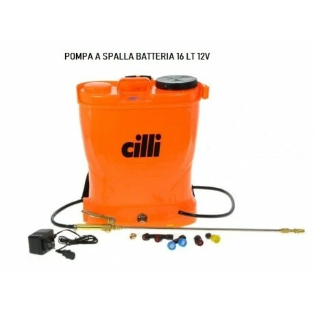 POMPA IRRORATRICE A BATTERIA 12V CILLI 16LT A SPALLA ZAINO AUTONOMIA 5H DISERBO