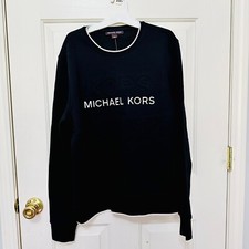 MICHAEL KORS MK EMBOSSED LOGO CREW NECK BLACK SWEATSHIRT MEDIUM 118