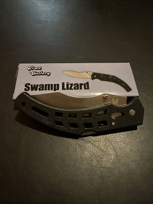 Frost Cutlery 8'' Folding Knife w/clip Swamp Lizard 15-329B 3.5'' Stainless Blade