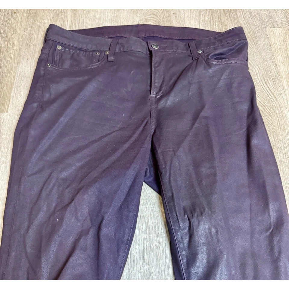 Jeans feminino Helmut Lang 32 marrom alto brilho perna magra EUA - Imagem 2 de 4