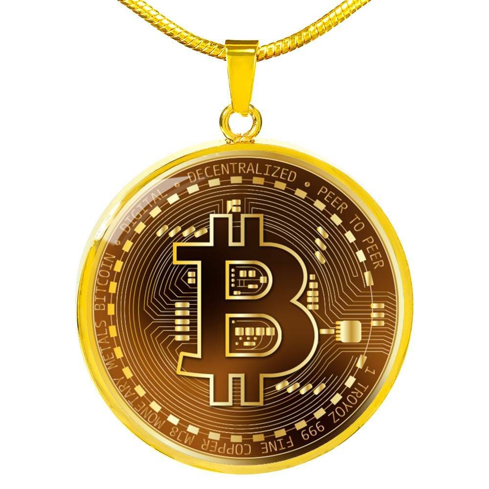 Bitcoin Necklace Round Pendant Chain BTC Coin Jewelry Crypto Money Currency  Gift | eBay