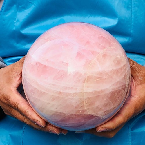 8.75LB Large Natural Pink Rose Quartz Sphere Crystal Ball Reiki Healing - Picture 7 of 19