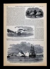 Harper Civil War Print Battle of Vicksburg Mississippi Ironclads Union Fleet MS