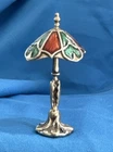Antique Miniature 800 Silver Lamp Enamel Colorful Lamp 15.2 Grams