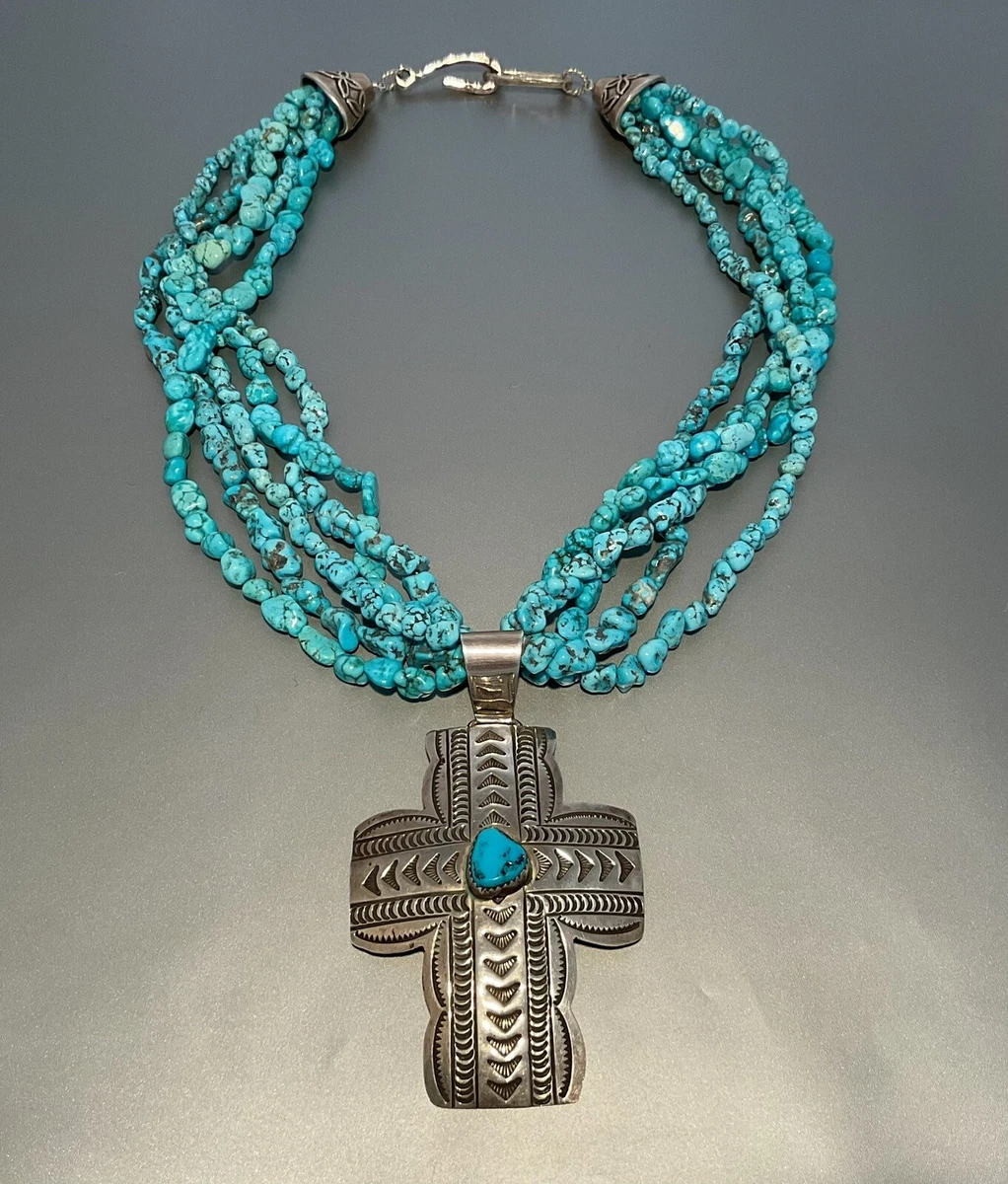 Turquoise cross pendant necklace deals