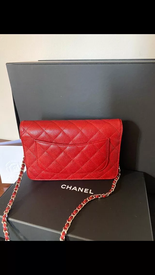 Chanel CC Brilliant Zip-Around Red Quilted Patent Leather Wallet