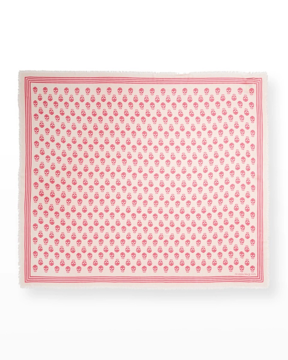 【関税&送料込】Alexander Mcqueen Pink Alpaca Blend Scarf NWT Alexander McQueen Biker Skull Modal Scarf, Rose Pink | eBay