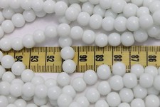 80 Beads Loose 8mm in diameter White Opaque Round Druk Glass Beads