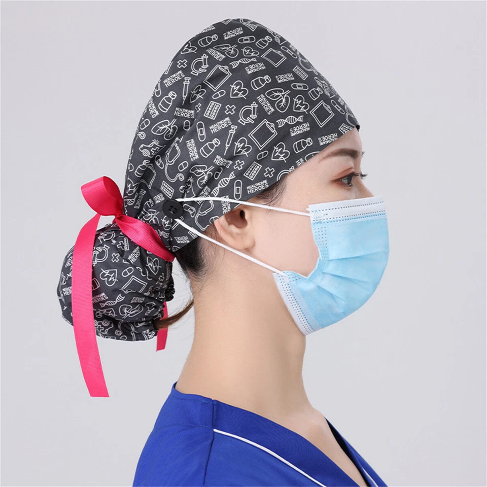Long Hair Cotton Surgical Scrub Cap Hat Surgery Doctor Nurses Dental Clinic Cap - Image 4 of 4