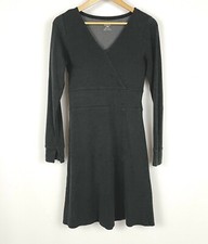 Horny Toad Womens S Long Sleeve V-Neck Faux Wrap Athletic Dress Charcoal Gray