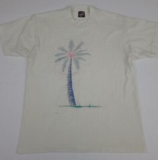 Vintage 80s Palm Tree Multicolor Art Print T Shirt Vtg Single Stitch USA Made