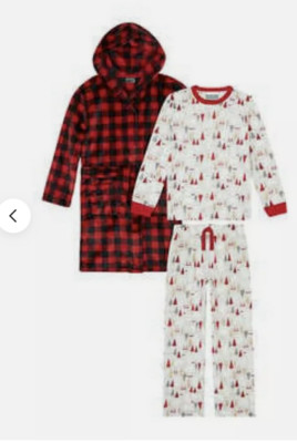 Eddie Bauer Kids 3-PC Sleep Set 1 Robe,1 Pajama Top,1 Pajama Bottom(RED S)NWT