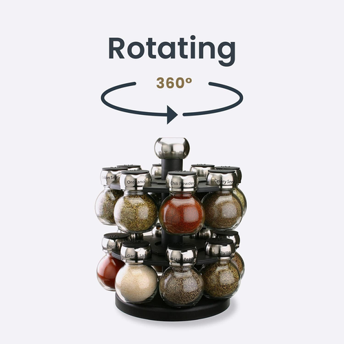 Olde Thompson since 1944 Orbit Rotating Rack, 16 Refillable Spice Jars, Labeled - Picture 2 of 12