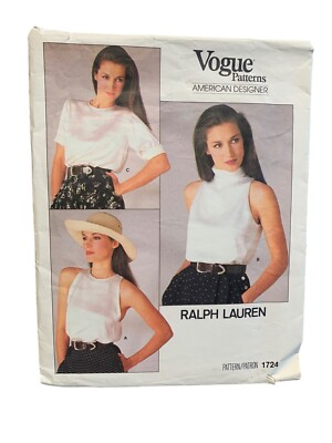 Vogue Patterns 1724 Ralph Lauren Shirt Size 10 Women's Sewing Pattern