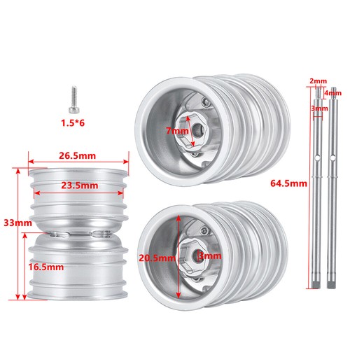 FLYXM Metal Rear Wheel Hub Rims CVD for 1/24 RCCar Axial SCX24 Deadbolt - Picture 11 of 14