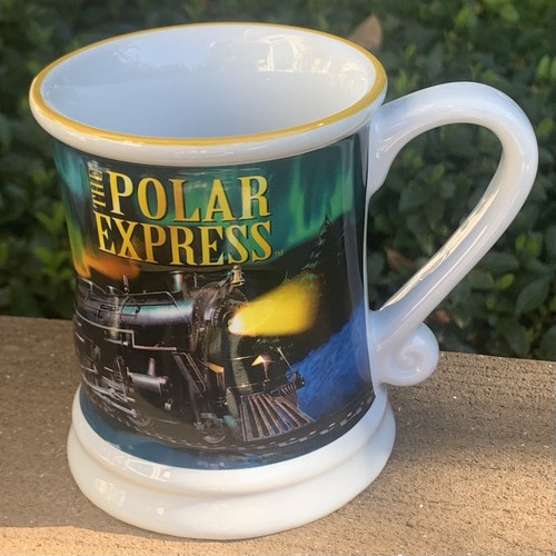 The Polar Express Train 3D Christmas Coffee Cocoa Mugs Set of 2 Warner Bros 15oz - Picture 2 of 12