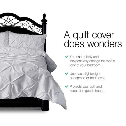 Giselle Bedding Luxury Pinch Pleat Diamond Duvet Quilt Cover Set Super King SK - Picture 3 of 6