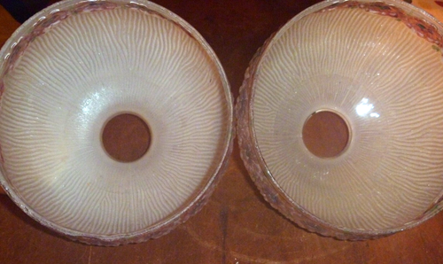 Antique Light Fixture shades 2 Frosted Glass & Pink Flowers - Picture 12 of 15