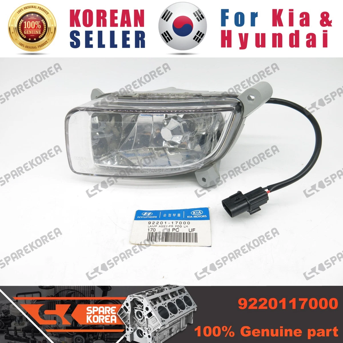 Genuine/OEM 9220117000 LAMP ASSY-FR FOG LH for Hyundai Lavita | eBay