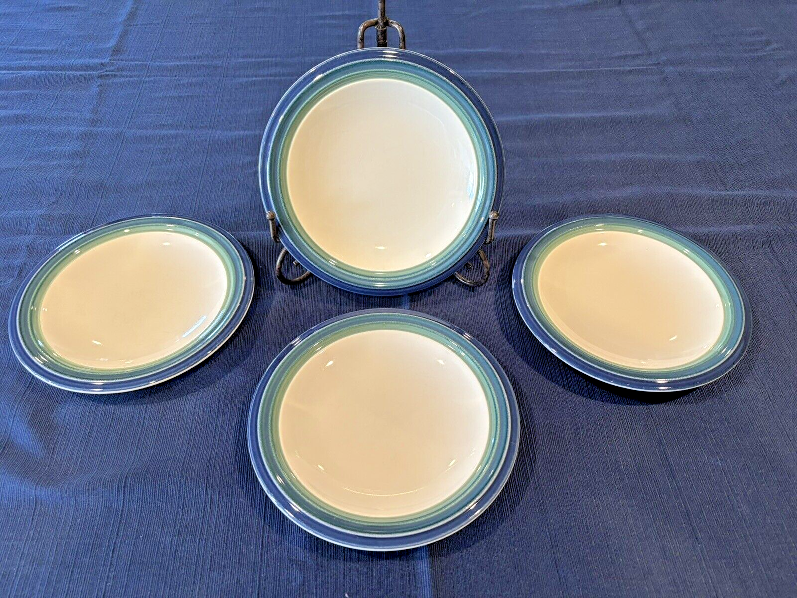Pfaltzgraff Set Of 4 Ocean Breeze Salad Plates 8” Green Blue Rim USA