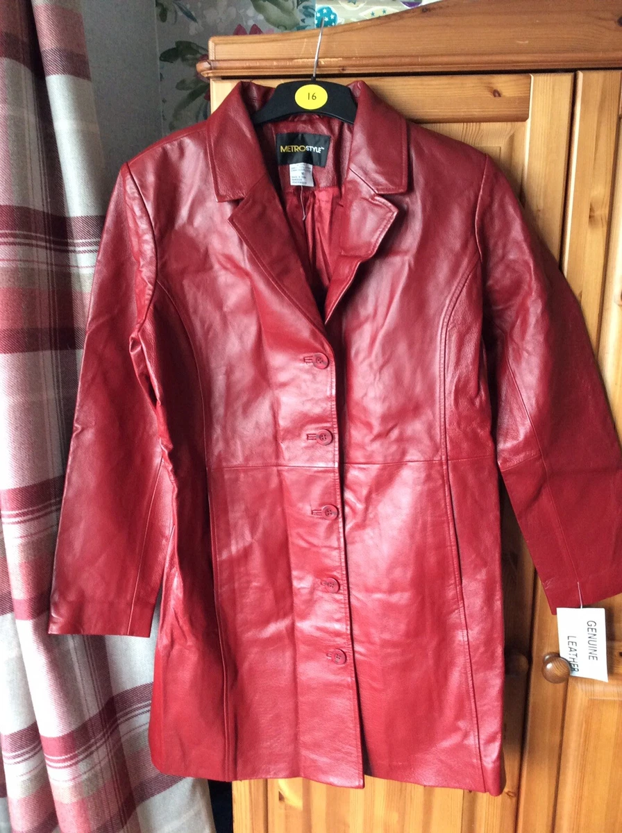 Metrostyle Red Genuine Leather Coat Size 16