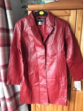 Metrostyle Red Genuine Leather Coat Size 16