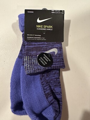 Nike Spark Cushioned Ankle Running Socks  SX7281 100 Men's Size 10- 11.5