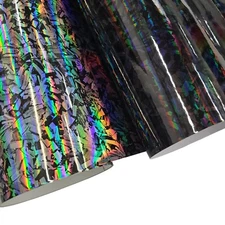 Gloss Forged Carbon Fiber Black Silver Holographic Vinyl Car Wrap Sticker Roll