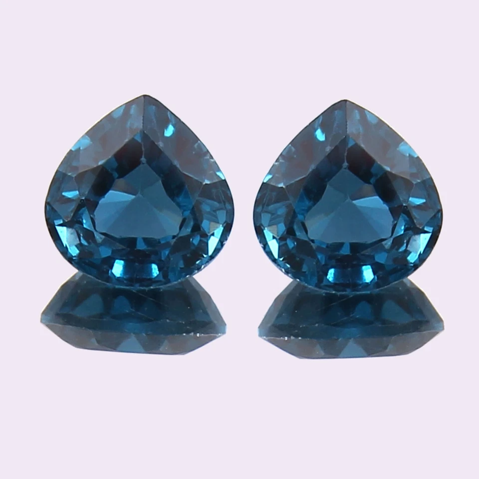 Par de piedras preciosas corazón suelto turmalina brasileña indicolita azul natural corte 9x9MM Foto 2 de 4