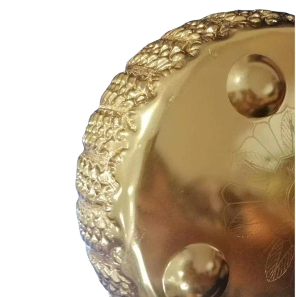 Очень большая 38 см классическая золотая чаша в винтажном стиле с тайским узором с тиснением алюминий - Изображение 4 из 4