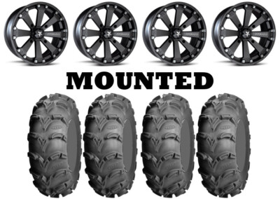 Kit 4 ITP Mud Lite XL Tires 27x10-14/27x12-14 on MSA M20 Kore Black Wheels WCT