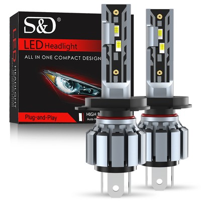 2Pcs H4 9003 HB2 LED Headlight CSP High Low Beam Bulbs FANLESS 6000K White Lamp