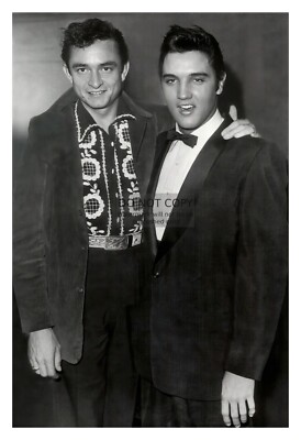 ELVIS PRESLEY AND JOHHNY CASH CELEBRITY SINGERS 4X6 B&W PHOTO