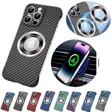 For iPhone 14 Pro Max 12 11 Shockproof Frameless Carbon Fiber Texture Phone Case
