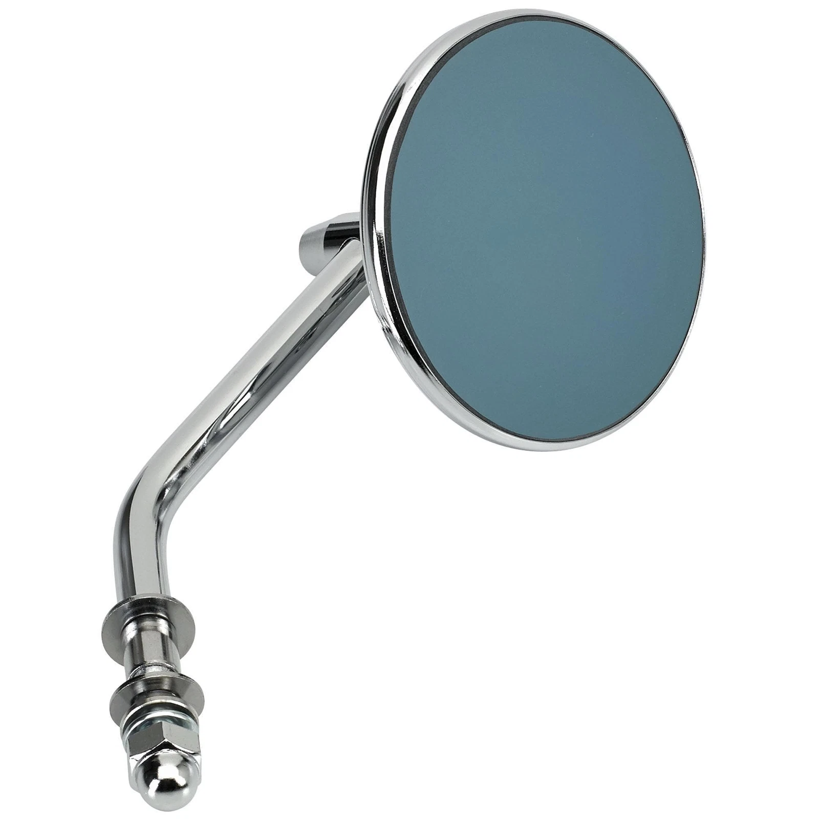 Round Motorcycle Mirror - Perch Mount - Chrome with Retro Blue Glass
