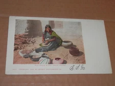 MOKI INDIAN WOMAN MAKING POTTERY - ARIZONA - 1899 POSTCARD - DETROIT PHOTO. 5511