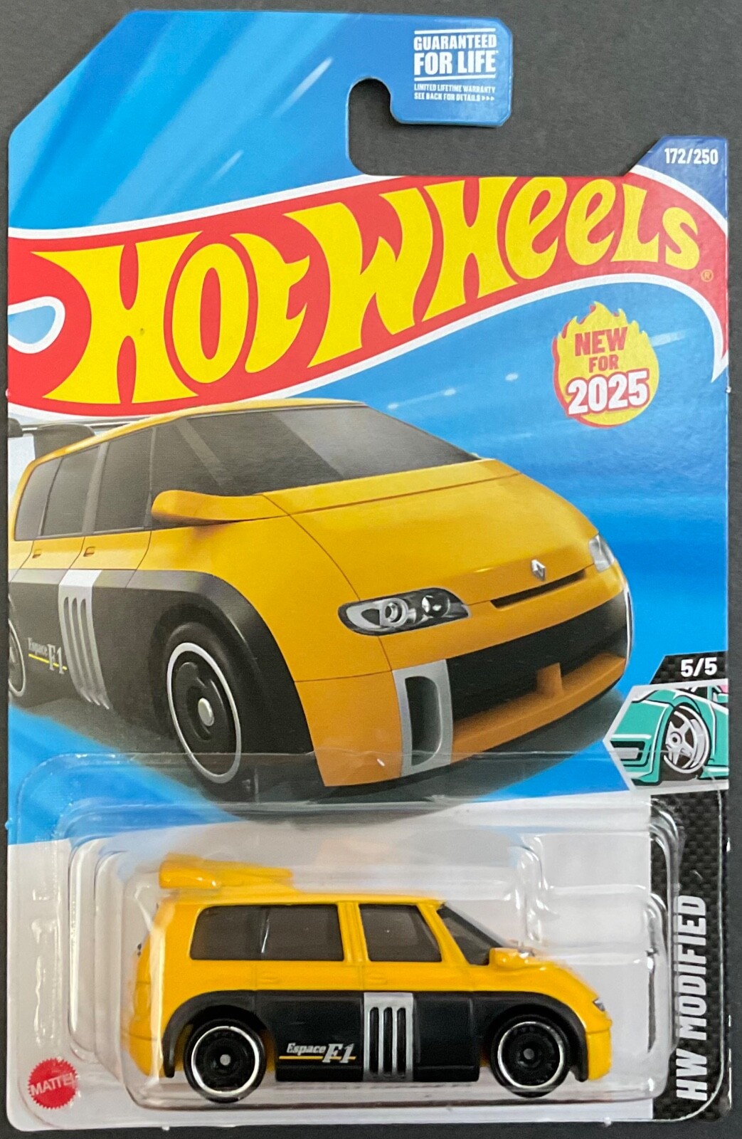 Hot Wheels RENAULT ESPACE F1, Yellow, #172/250,  ** BOX SHIPPING **