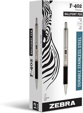 Zebra Pen F402 Retractable Ballpoint Pen, 12 count, Black (29210)