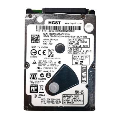 HGST Travelstar Z7K500 250GB HTS725025A7E630 7.2K 32MB SATA 2.5