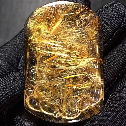 Colgante de cristal tallado Mamón curativo cuarzo rutilado natural A+ regalo Reiki 33 g - Imagen 5 de 6